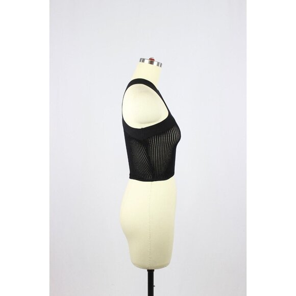Aritzia BABATON Sculpt Knit Black Ladder Rib Knit Criss Cross Tank Top, Size XXS - Picture 2 of 15